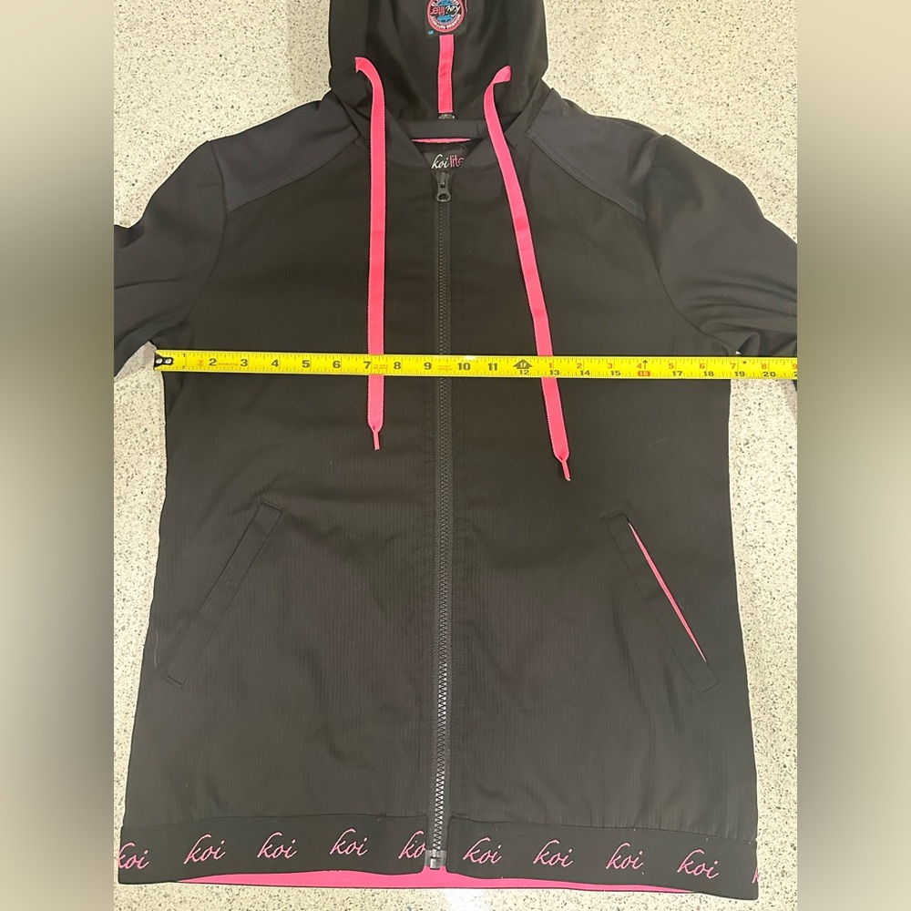 Koi Lite Scrub Jacket Black and Pink Women's Removable Hood XS - Picture 3 of 11